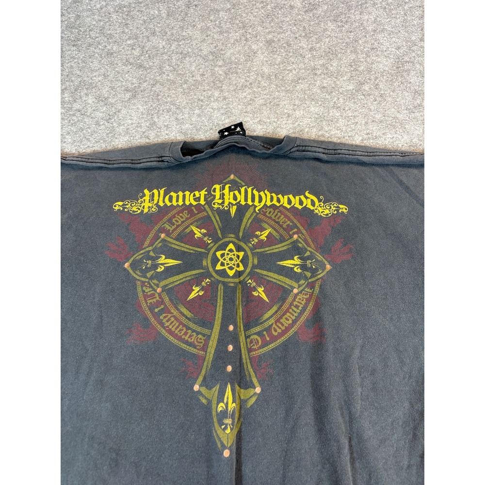 VINTAGE Planet Hollywood Orlando Shirt Mens XL Black Faded WCC Cross Tee 90s